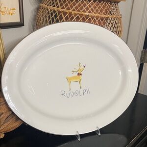 RETIRED Pottery Barn REINDEER Rudolph Serving Platter 17” EUC